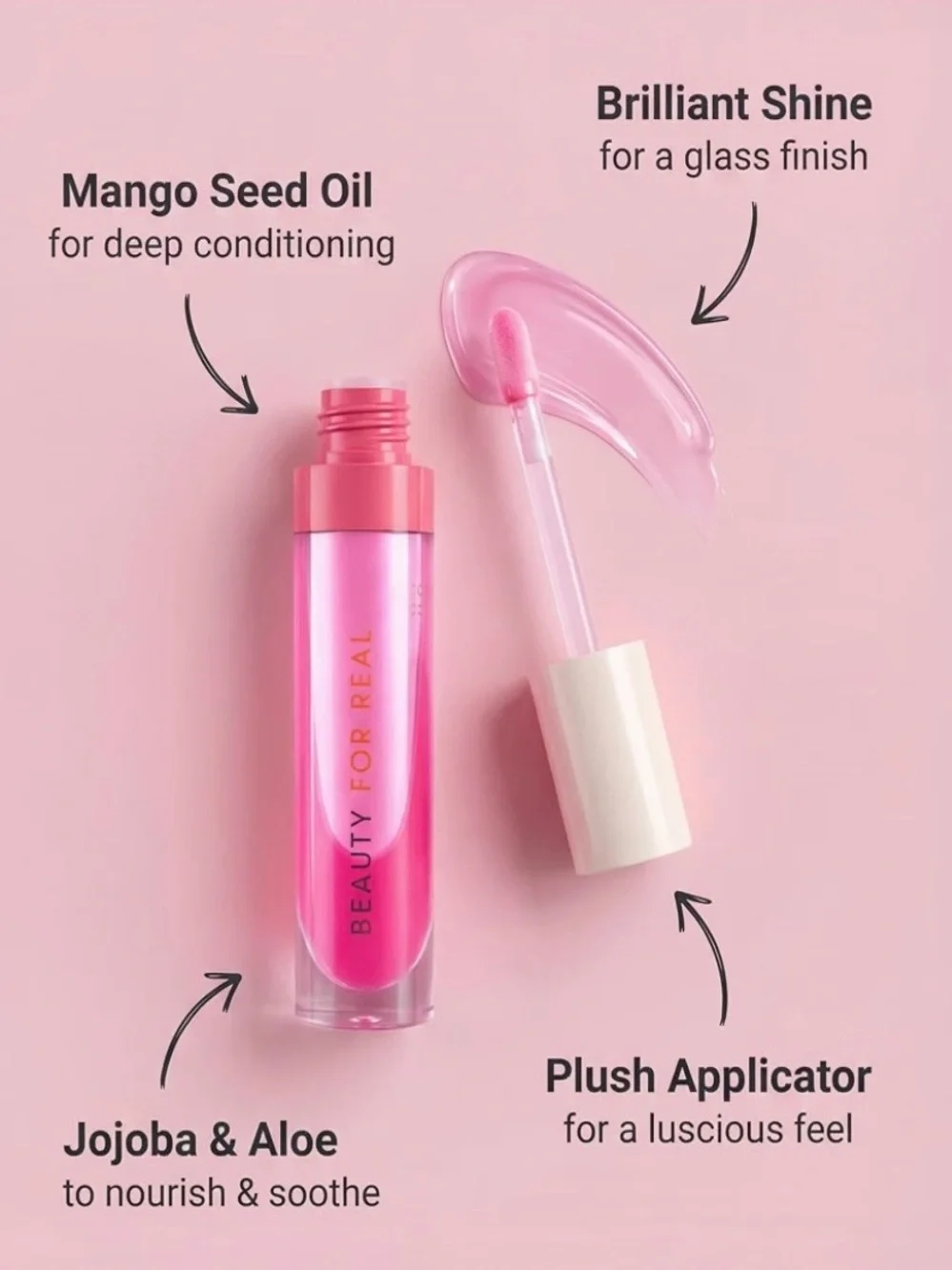 Beauty For Real Lip Revival Hi-Shine Hydrating Lip Oil in Raspberry Beret